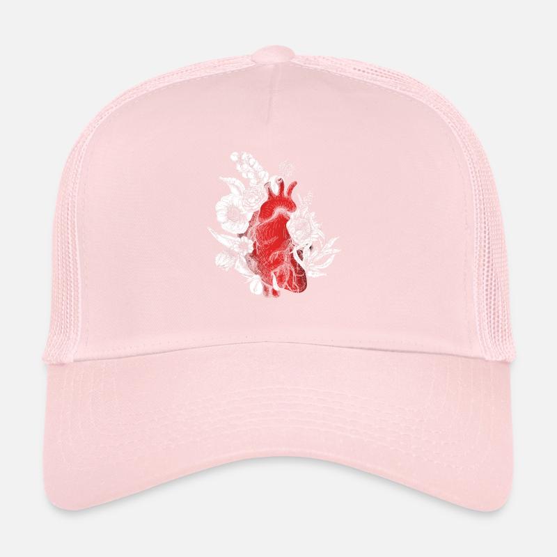 Anatomisches Herz und Blumen Trucker Cap
