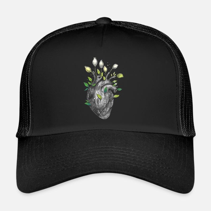 Anatomisches Herz und Blumen Trucker Cap