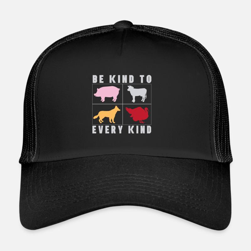 Vegan Fleischlos Tierlieb & Veganer - Trucker Cap - Schwarz/Schwarz
