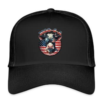Patriotic USA Cow - Celebrate America - Trucker Cap - black/black - Front