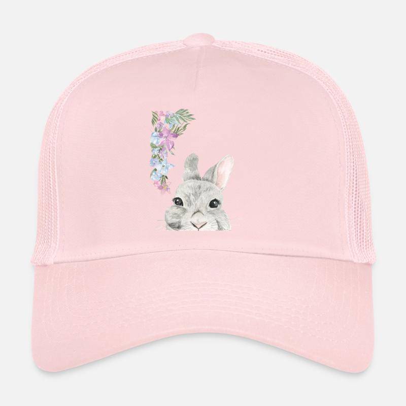 Tête de lapin avec des fleurs Casquette trucker 