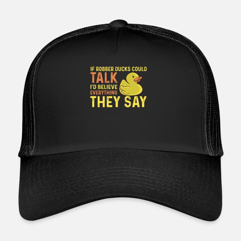 Funny rubber duckling saying Trucker Cap