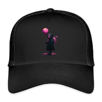Spooky Skeleton - Goth Girl with a Pink Balloon - Trucker Cap - black/black - Front