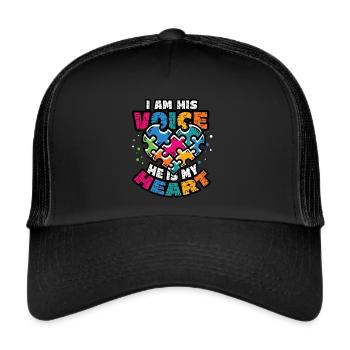 Ich Bin Seine Stimme, Er Ist Mein Herz - Trucker Cap - Schwarz/Schwarz - Vorne
