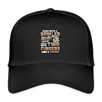 Schlaf Mit Einem Kegler - Lustiges Bowling - Trucker Cap - Schwarz/Schwarz - Vorne