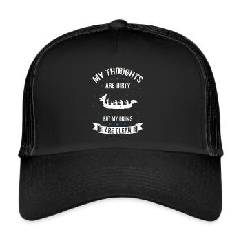 Drachenboot und Drachenboot Crew - Trucker Cap - Schwarz/Schwarz - Vorne