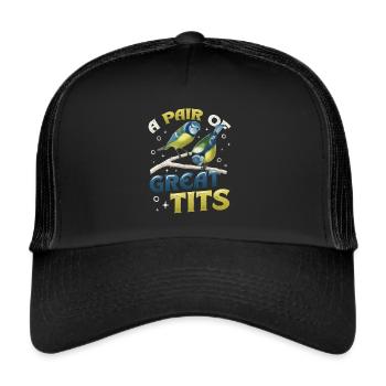 Une paire d’ornithologues géniaux - Casquette trucker  - noir/noir - Devant
