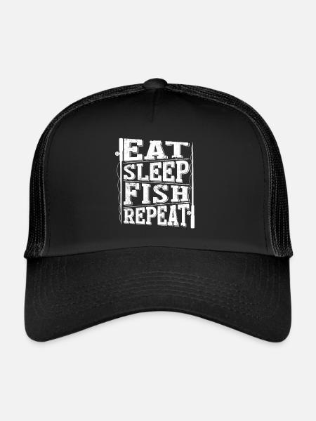 Manger du sommeil Poisson Répéter 2 - - Casquette trucker  - noir/noir - Devant