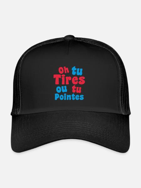 Cadeau pétanque tireur drole joueur pétanque fan - Casquette trucker  - noir/noir - Devant