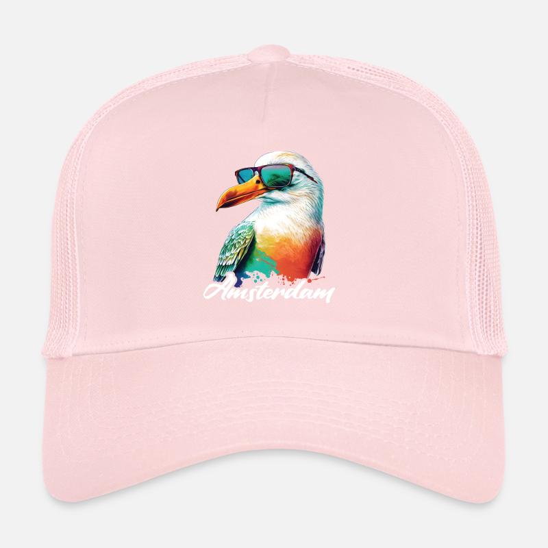Amsterdam Netherlands Holiday Seagull with Sunglasses Trucker Cap