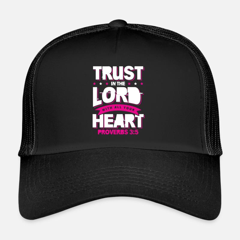 bibel herz vertrauen - Trucker Cap - Schwarz/Schwarz