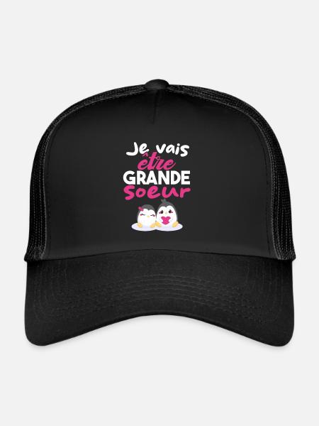 Future Grande Sœur | Annonce Grande Soeur Cadeau - Casquette trucker  - noir/noir - Devant