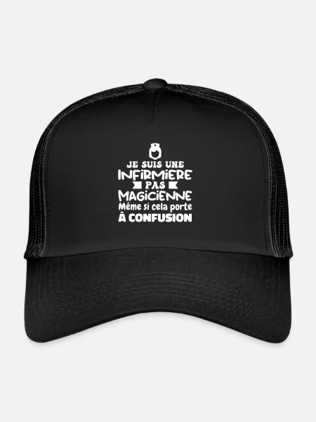 Infirmière pas Magicienne | Infirmière Humour - Casquette trucker  - noir/noir - Devant