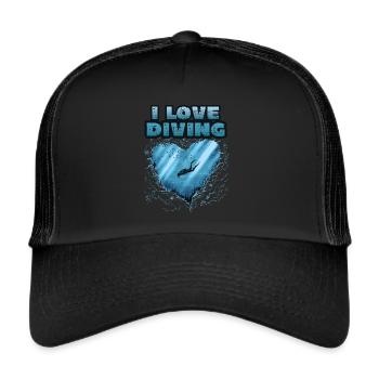 J’adore la plongée, la plongée sous-marine - Casquette trucker  - noir/noir - Devant