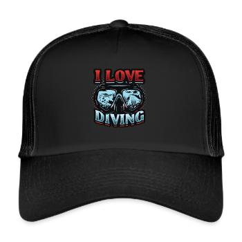 J’adore la plongée, la plongée sous-marine - Casquette trucker  - noir/noir - Devant