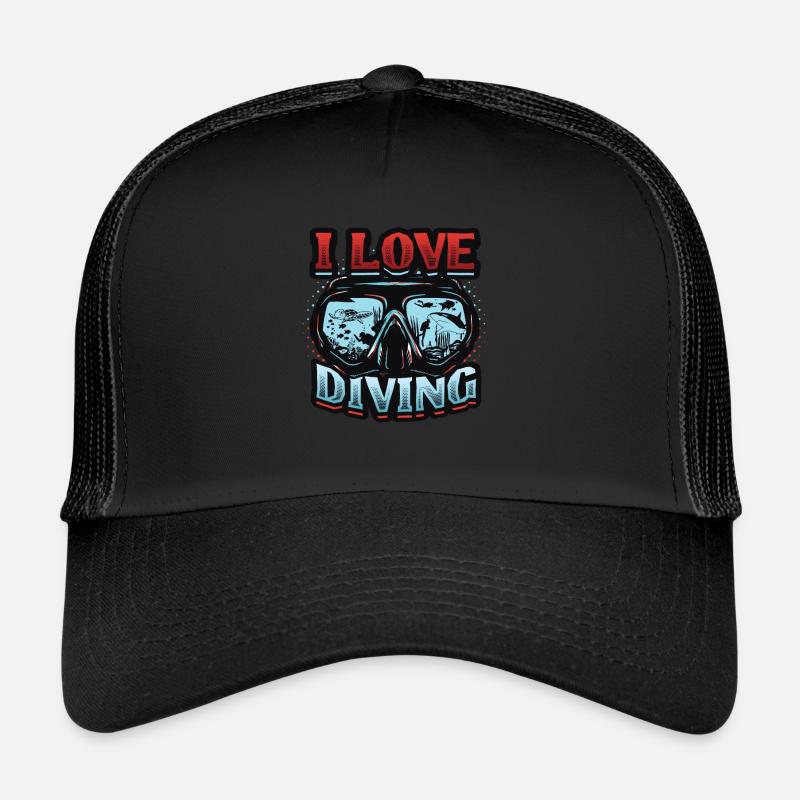 J’adore la plongée, la plongée sous-marine - Casquette trucker  - noir/noir