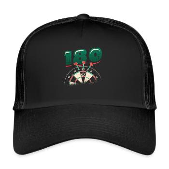 180 fléchettes, triple 20, joueur de fléchettes - Casquette trucker  - noir/noir - Devant
