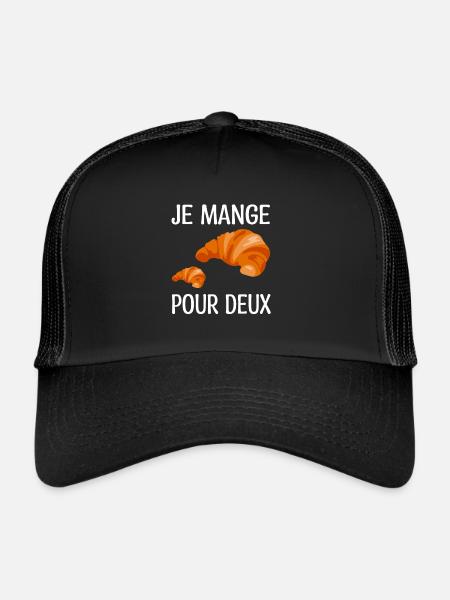Annonce Grossesse Humour | Je Mange Pour Deux - Casquette trucker  - noir/noir - Devant