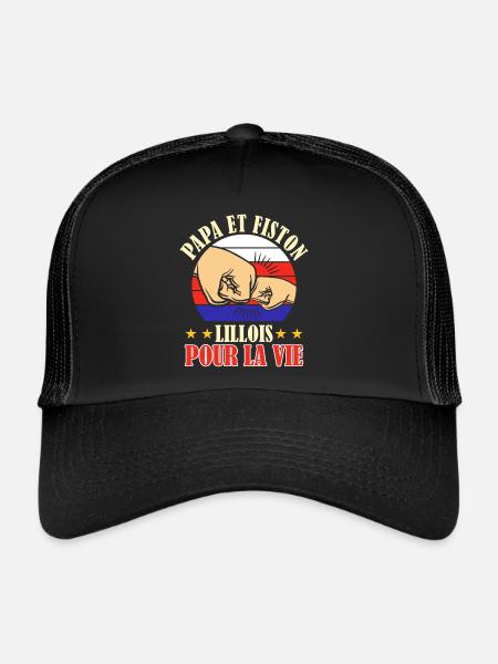 Papa Fiston Lillois Père Fils Supporter Lille - Casquette trucker  - noir/noir - Devant