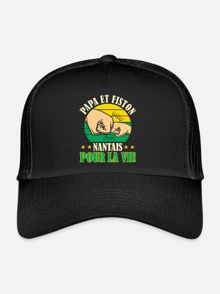 Papa Fiston Nantais Père Fils Supporter Nantes - Casquette trucker  - noir/noir - Devant