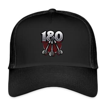 180 fléchettes, Triple 20, joueur de fléchettes - Casquette trucker  - noir/noir - Devant