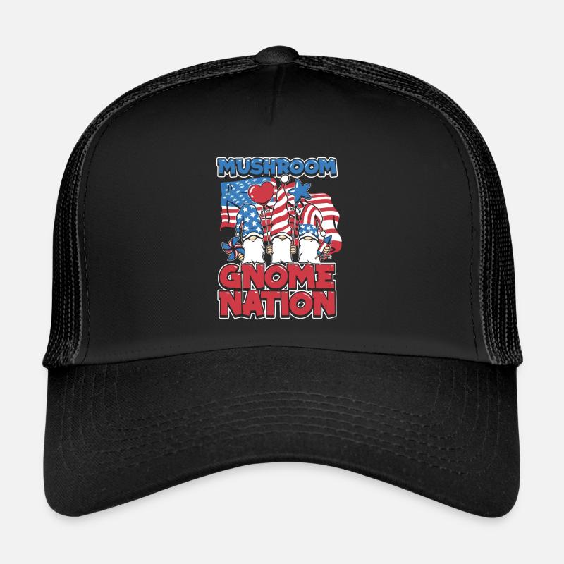 Champignons cueilleurs de champignons Drapeau américain Champignon nain Casquette trucker 