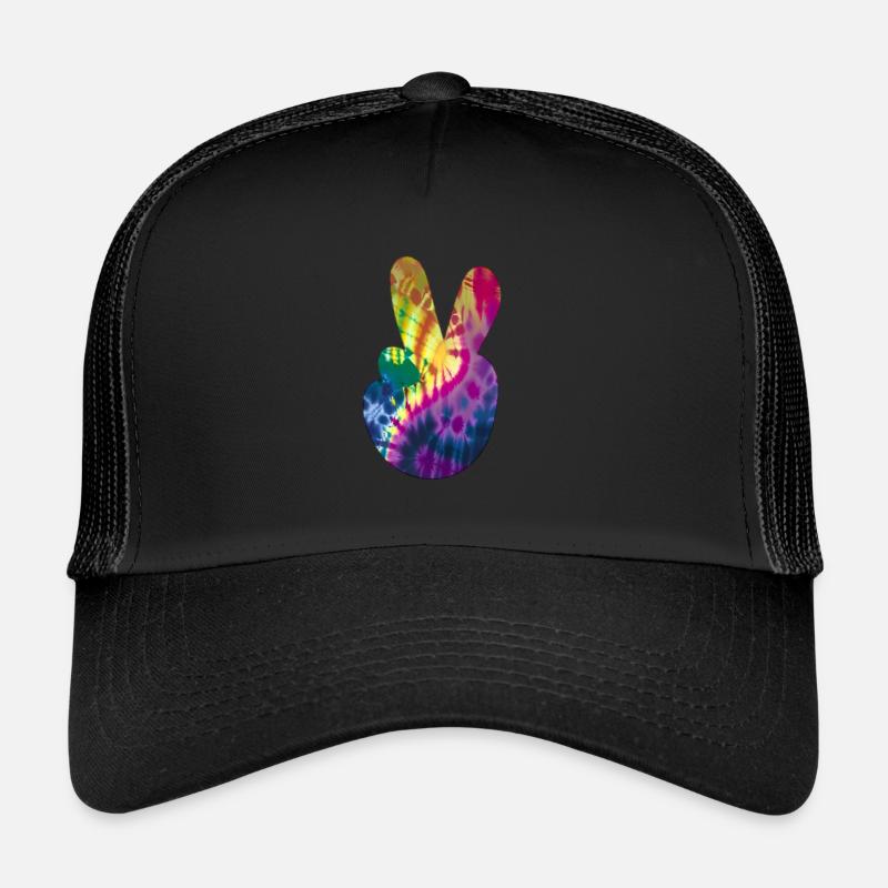 Groovy Tie Dye Peace Hand Casquette trucker 