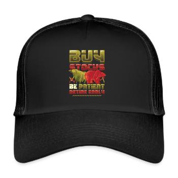 Buy stocks, be patient, retire early - Trucker Cap - black/black - Front