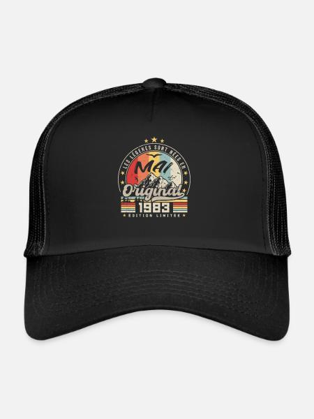 Légendes Mai 1983 Cadeau D'anniversaire Mai 1983 - Casquette trucker  - noir/noir - Devant