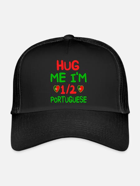 Humour Portugais Je Suis À Moitié Portugais - Casquette trucker  - noir/noir - Devant