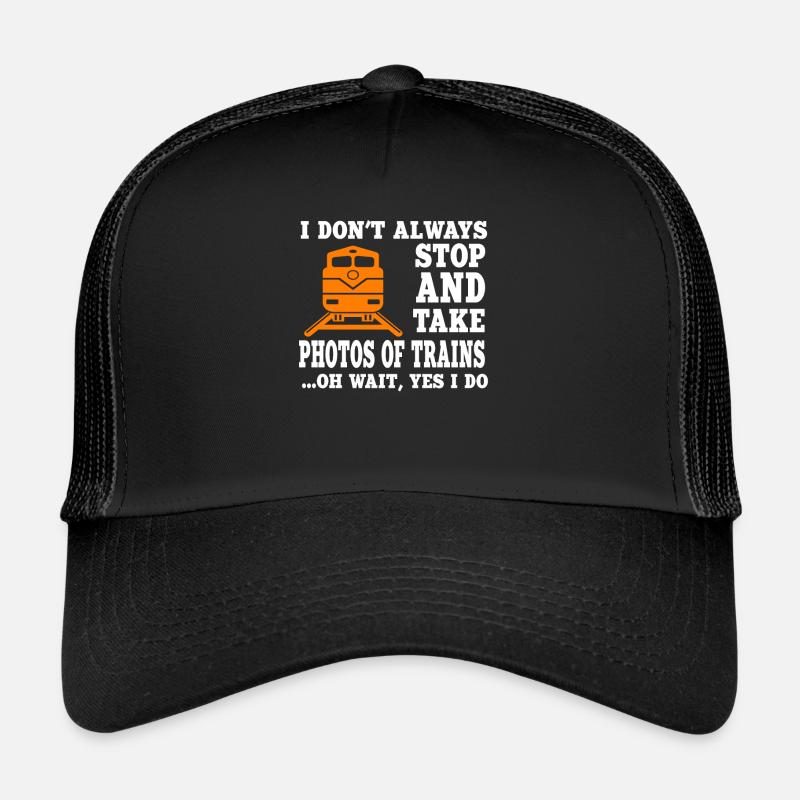 Lustiger Eisenbahnfotograf Spruch - Trucker Cap - Schwarz/Schwarz