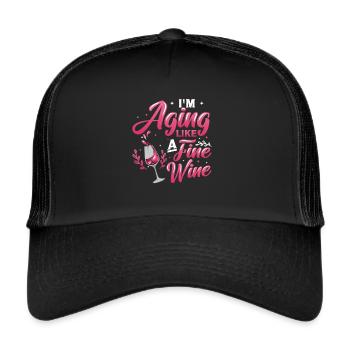 Je vieillis, comme un bon vin - Casquette trucker  - noir/noir - Devant