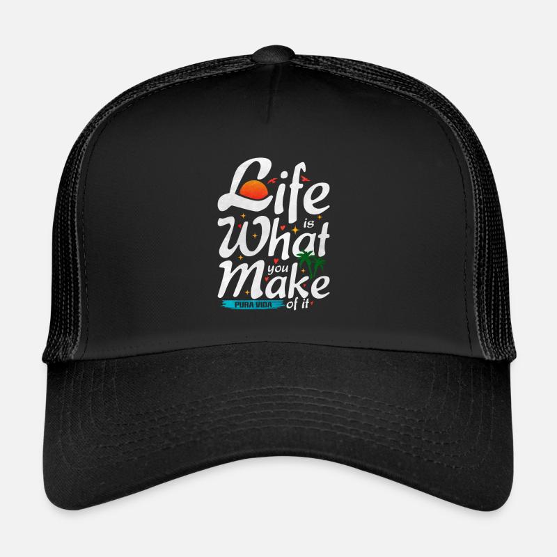 Pura Vida Spruch - Trucker Cap - Schwarz/Schwarz