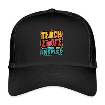 Lehrer Unterrichten, Liebe Inspiriert - Trucker Cap - Schwarz/Schwarz - Vorne