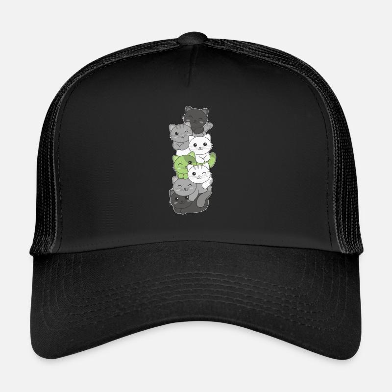 Agender Flag Pride LGBTQ süßer Katze Stapel Trucker Cap
