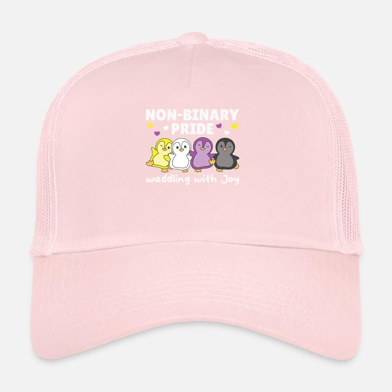 Nonbinary Penguin Flag Pride LGBTQ Cute Penguins Trucker Cap