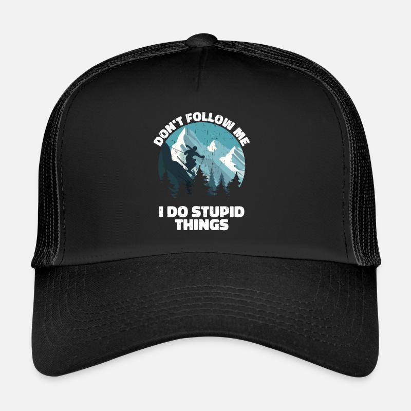 Skiing Snow Skier Winter Ski Snowboard - Trucker Cap - black/black