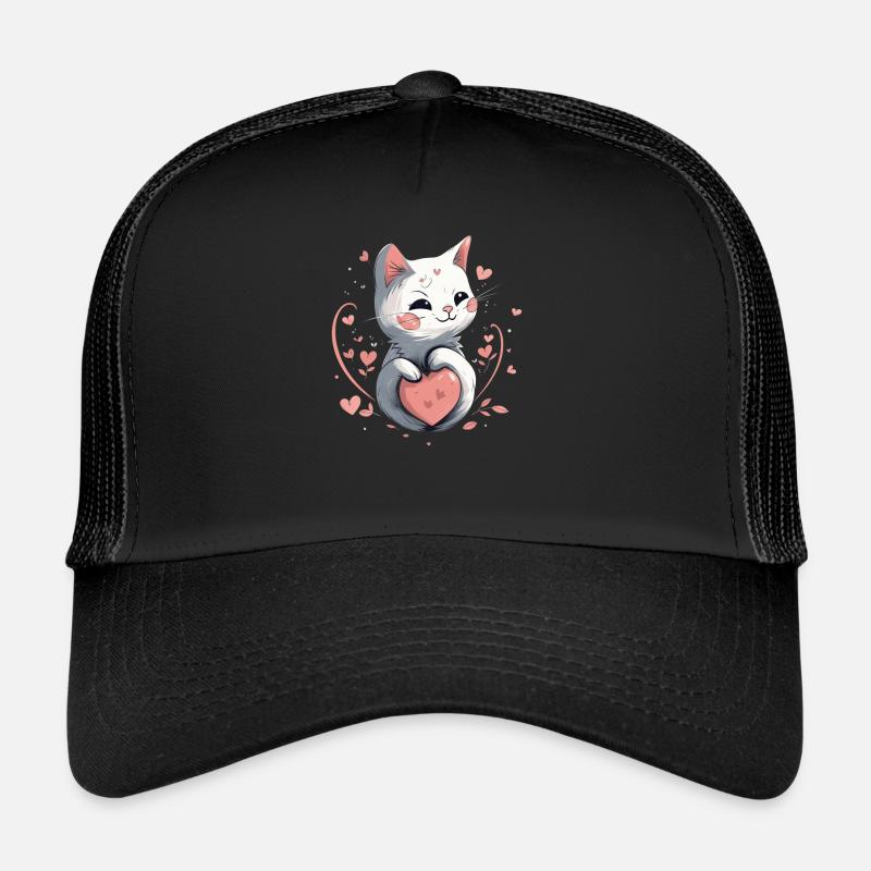 Chat mignon avec cœur pour les amoureux des chats aiment bébé Casquette trucker 