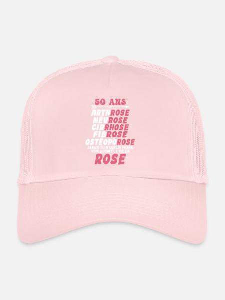 50 ans - la vie en rose 50ans Humour - Casquette trucker  - rose pâle - Devant