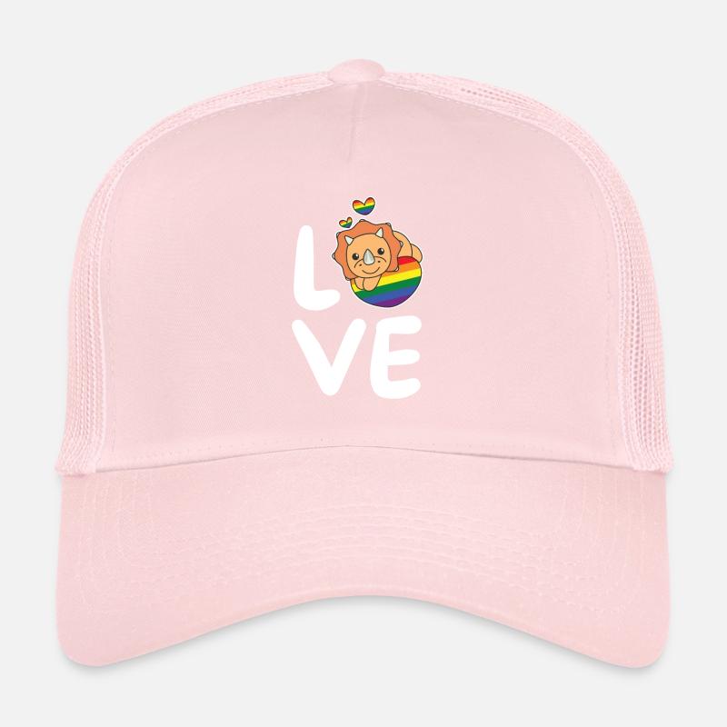 Rainbow Flag Pride LGBTQ Cute Triceratops Love Trucker Cap