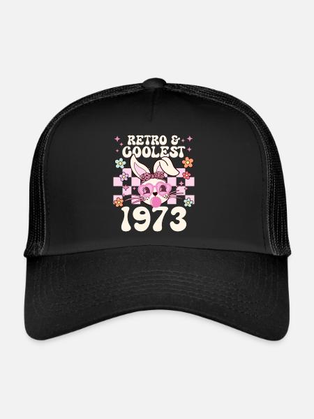 Rétro Cool Fille Née En 1973 50 Ans Anniversaire - Casquette trucker  - noir/noir - Devant