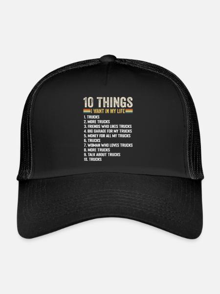 Things I Want In My Life Trucks And More Trucks - Casquette trucker  - noir/noir - Devant