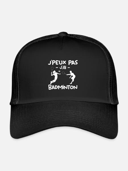 J'Peux Pas J'ai Badminton Cadeau Pour Joueurs - Casquette trucker  - noir/noir - Devant