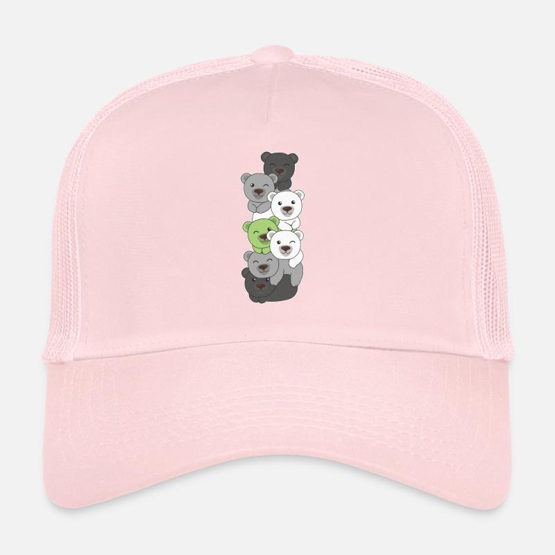 Agender Flag Pride LGBTQ Cute Bear Stack Trucker Cap