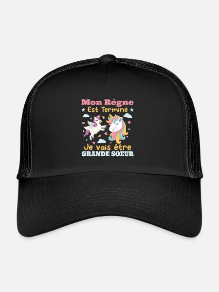 Annonce Grossesse Futur Grande Soeur Cadeau - Casquette trucker  - noir/noir - Devant