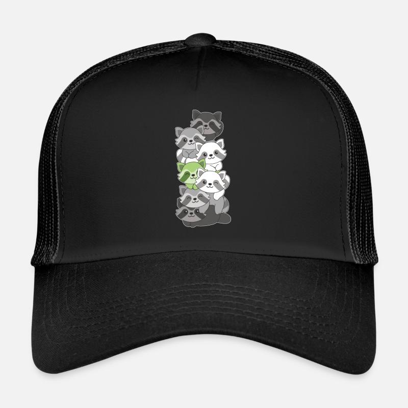 Agender Flag Pride LGBTQ süßer Waschbär Stapel Trucker Cap