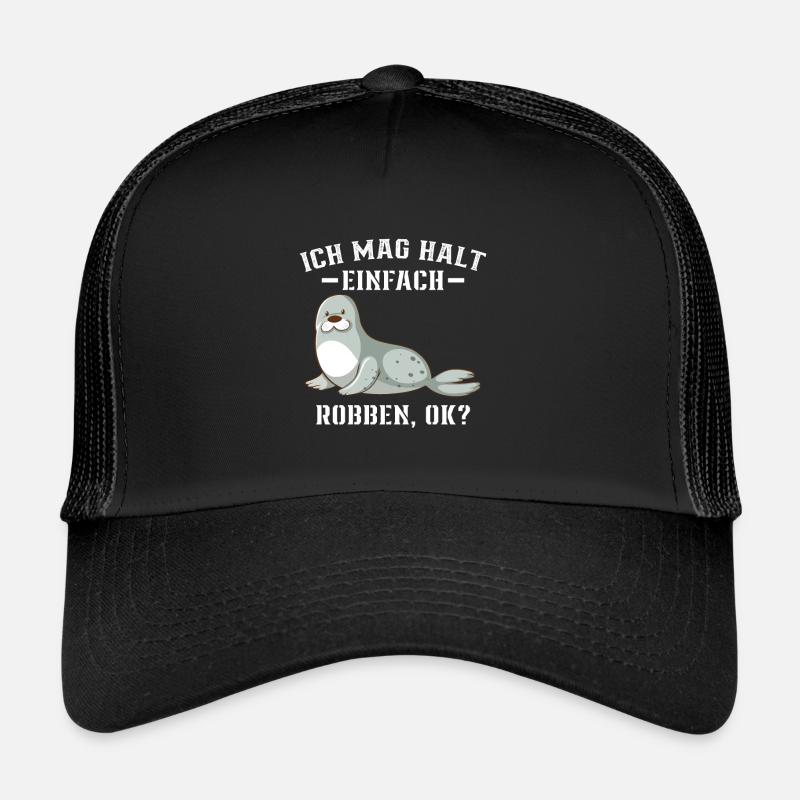 Robbe - Ich mag halt einfach Robben Ok? - Trucker Cap - Schwarz/Schwarz