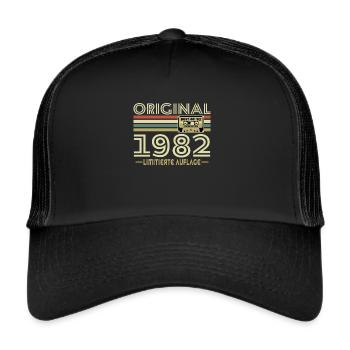 Original 1982 Jahrgang Vintage Geburtstag Retro - Trucker Cap - Schwarz/Schwarz - Vorne