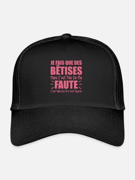 Je Fais Que Des Bêtises C'est Tata Qui M'a Appris - Casquette trucker  - noir/noir - Devant