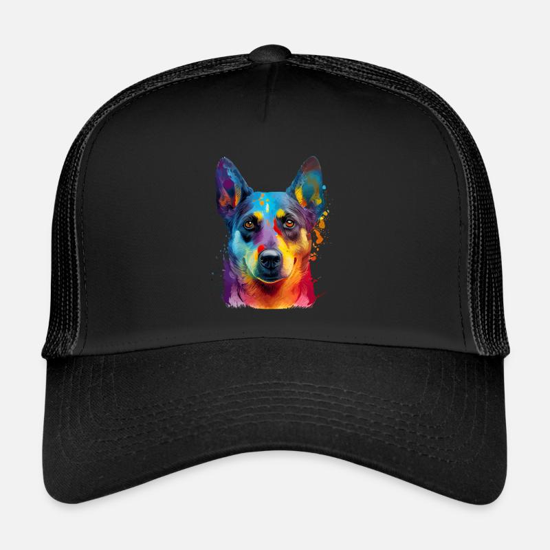 Lächelnder Australischer Rinderhund Blumen Trucker Cap